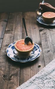 Preview wallpaper grapefruit, fruit, spoon, dessert