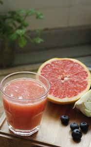 Preview wallpaper grapefruit, juice, smoothie, fruit, fresh, glass