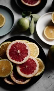 Preview wallpaper grapefruit, orange, lemon, fruit, slices