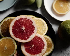 Preview wallpaper grapefruit, orange, lemon, fruit, slices