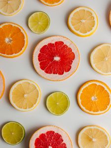 Preview wallpaper grapefruit, orange, lemon, lime, fruit, slices