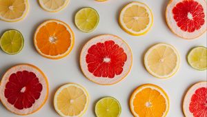 Preview wallpaper grapefruit, orange, lemon, lime, fruit, slices