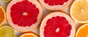 Preview wallpaper grapefruit, orange, lemon, citrus, fruits, slices