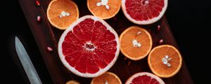 Preview wallpaper grapefruit, orange, pomegranate, fruit, slices