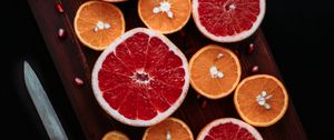 Preview wallpaper grapefruit, orange, pomegranate, fruit, slices