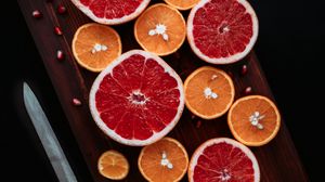 Preview wallpaper grapefruit, orange, pomegranate, fruit, slices
