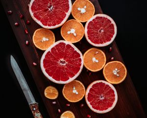 Preview wallpaper grapefruit, orange, pomegranate, fruit, slices