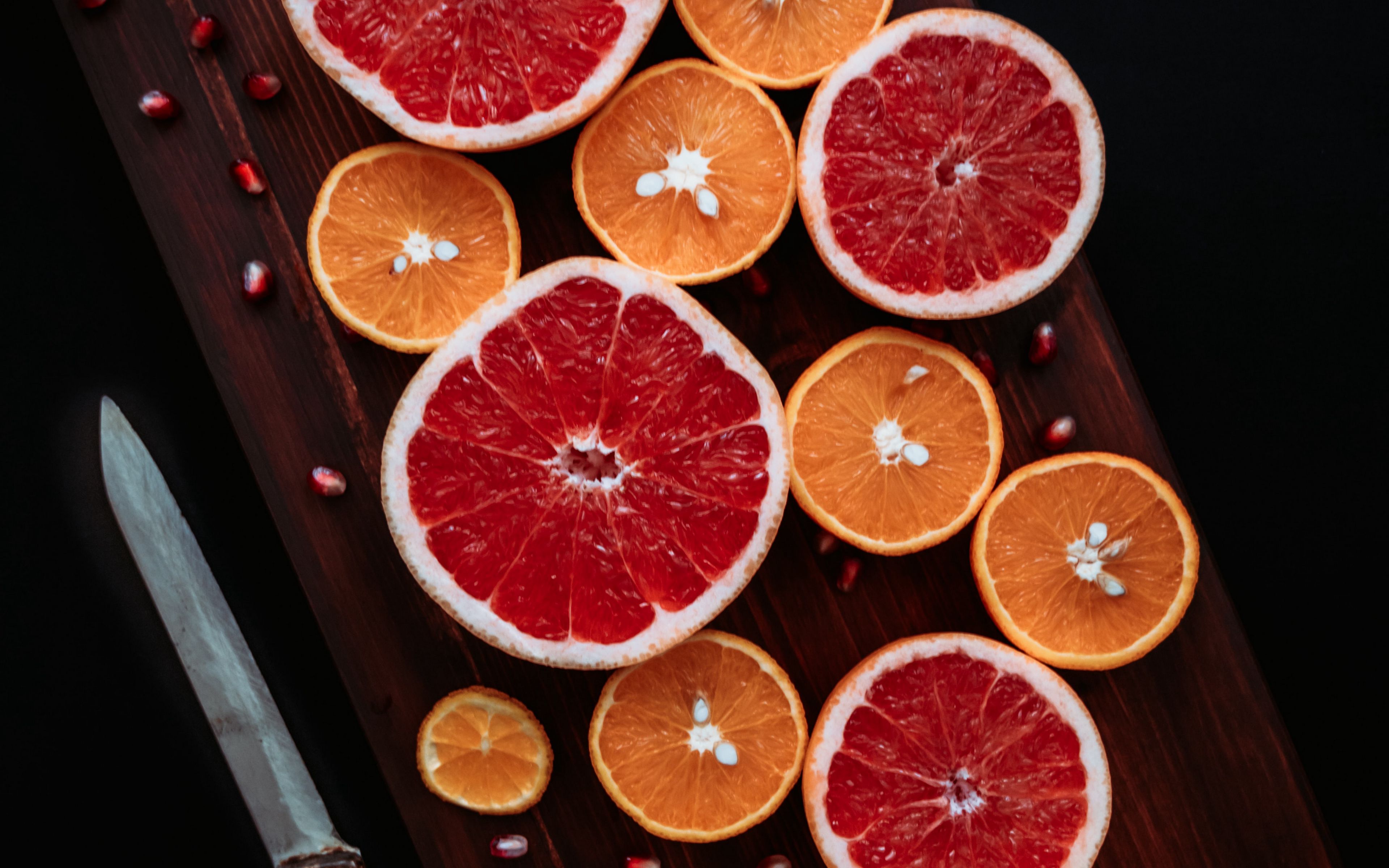 Download wallpaper 3840x2400 grapefruit, orange, pomegranate, fruit ...