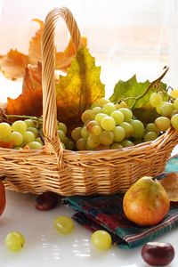 Preview wallpaper grapes, basket, food, fruit