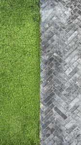 Preview wallpaper grass, bricks, road, aerial view