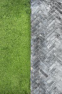 Preview wallpaper grass, bricks, road, aerial view