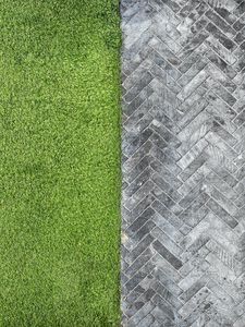 Preview wallpaper grass, bricks, road, aerial view