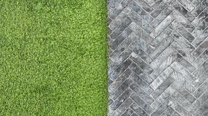 Preview wallpaper grass, bricks, road, aerial view