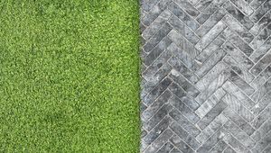 Preview wallpaper grass, bricks, road, aerial view