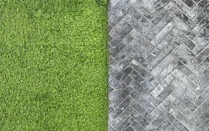 Preview wallpaper grass, bricks, road, aerial view