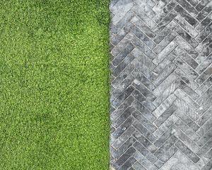 Preview wallpaper grass, bricks, road, aerial view