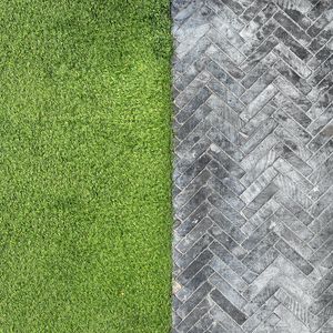 Preview wallpaper grass, bricks, road, aerial view