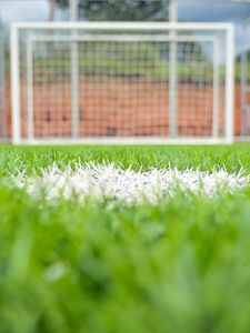 Preview wallpaper grass, field, gate, football, sport