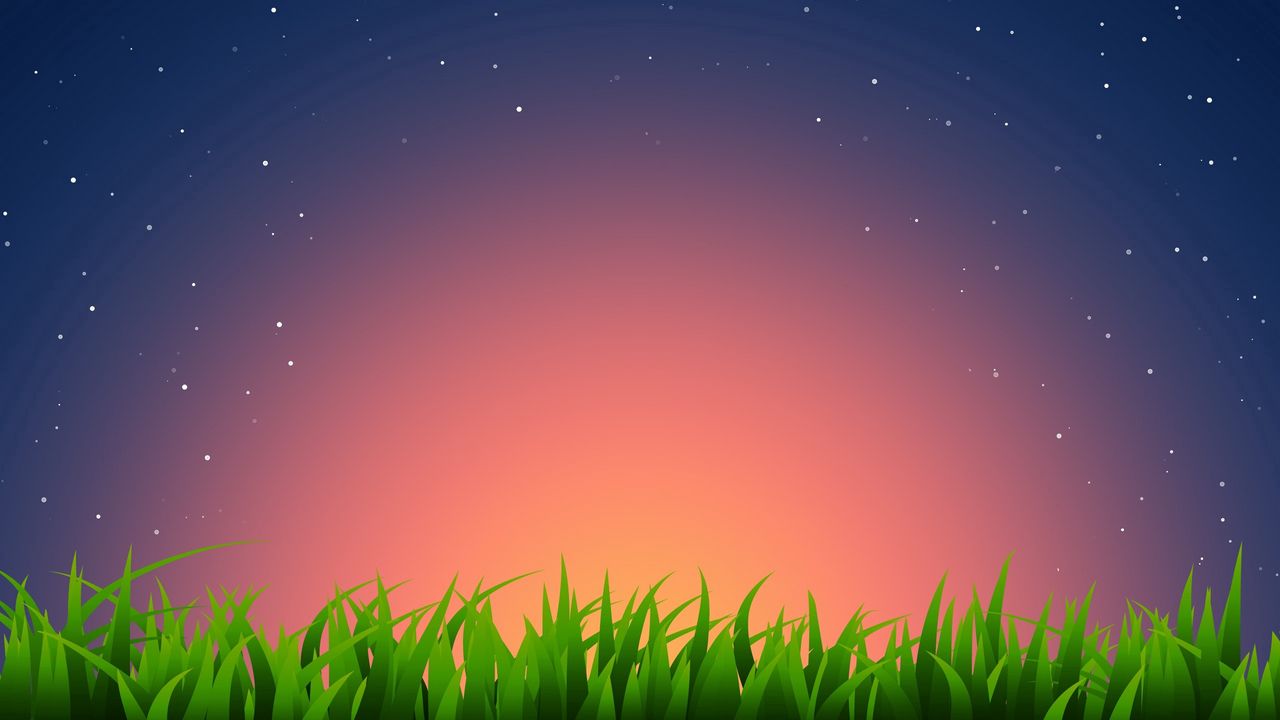 Wallpaper grass, horizon, light, stars