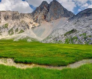 Preview wallpaper grass, mountains, rocks, summer