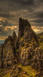 Preview wallpaper grass, mountains, rocks, summer, sky