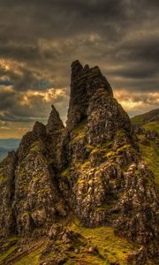 Preview wallpaper grass, mountains, rocks, summer, sky