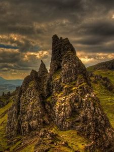 Preview wallpaper grass, mountains, rocks, summer, sky