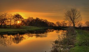 Preview wallpaper grass, river, nature, light