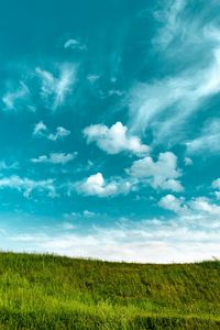 Preview wallpaper grass, sky, clouds, minimalism