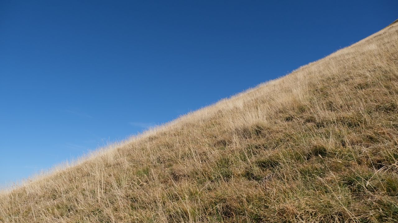 Wallpaper grass, slope, hill, sky, landscape, nature
