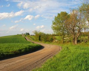 Preview wallpaper grass, trees, walking paths, rotation