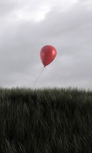 Preview wallpaper grass, wind, sky, balloon, red