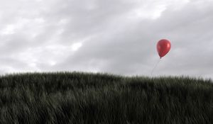 Preview wallpaper grass, wind, sky, balloon, red