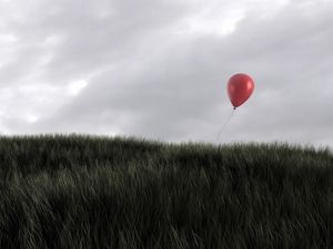 Preview wallpaper grass, wind, sky, balloon, red