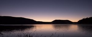 Preview wallpaper grasses, dusk, lake, hill