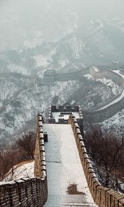 Preview wallpaper great wall of china, architecture, tourist attraction, snow, china