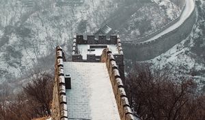 Preview wallpaper great wall of china, architecture, tourist attraction, snow, china