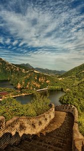 Preview wallpaper great wall of china, lake, mountains, landscape, china
