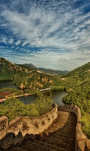 Preview wallpaper great wall of china, lake, mountains, landscape, china