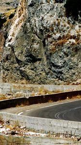 Preview wallpaper greece, road, bends, serpentine, rocks, asphalt