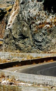 Preview wallpaper greece, road, bends, serpentine, rocks, asphalt