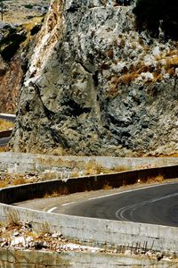 Preview wallpaper greece, road, bends, serpentine, rocks, asphalt