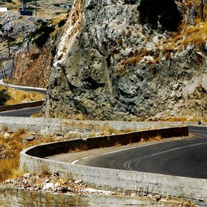 Preview wallpaper greece, road, bends, serpentine, rocks, asphalt