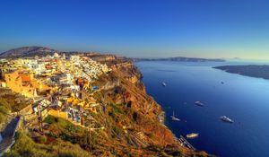 Preview wallpaper greece, santorini, island, sea, hdr