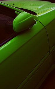 Preview wallpaper green, car, mirror