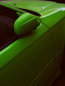 Preview wallpaper green, car, mirror