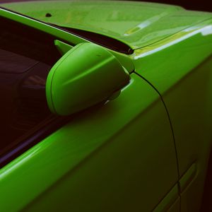 Preview wallpaper green, car, mirror