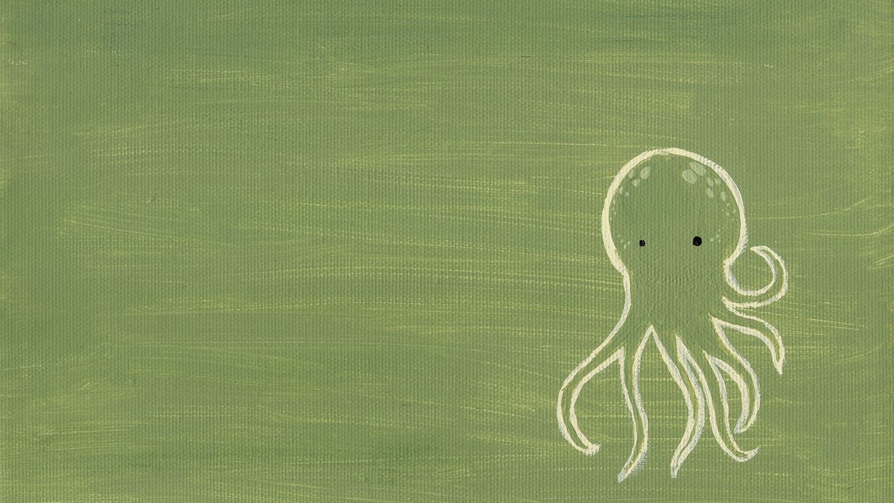 Wallpaper green, octopus, drawing