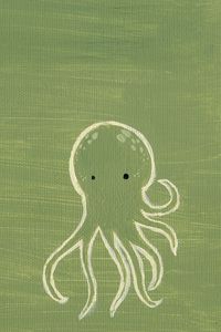 Preview wallpaper green, octopus, drawing