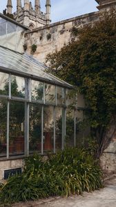Preview wallpaper greenhouse, building, architecture, plants, leaves